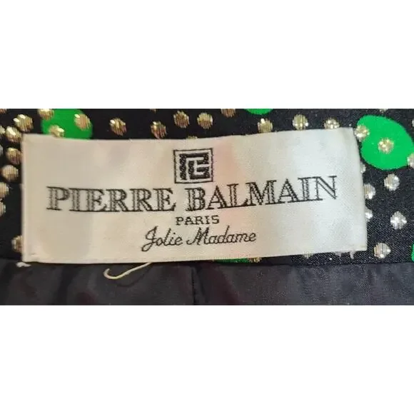 Pierre Balmain Vintage Black Green Patterned Jacket - Size 10 - Picture 3 of 10